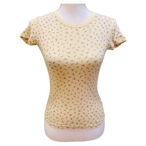 PINK Victoria’s Secret Floral Print Yellow Baby T-shirt XS X-Small